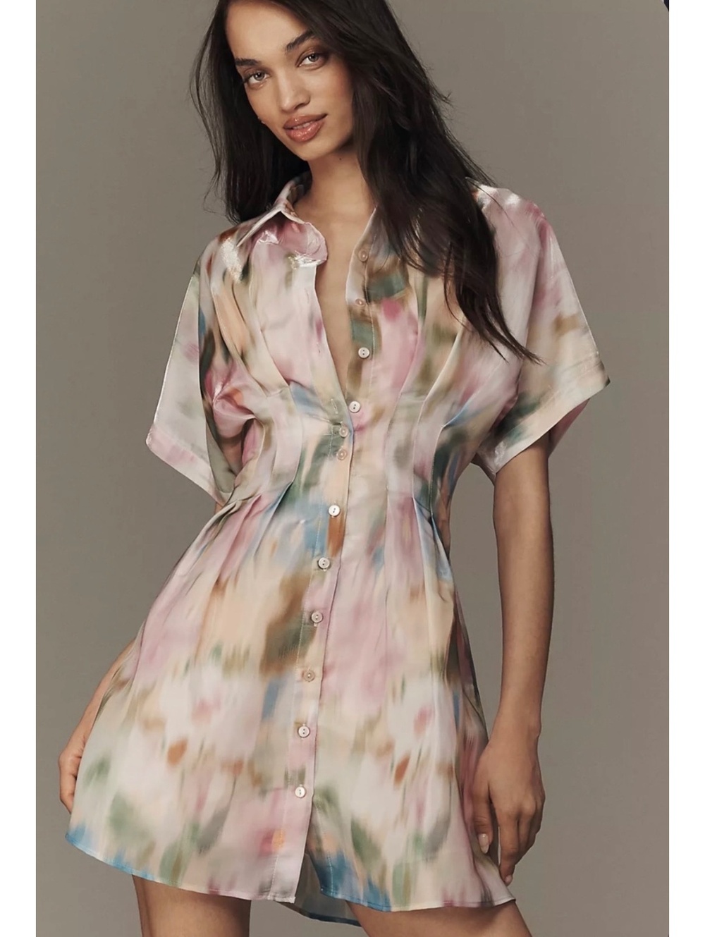 Exquise Multicolor Watercolor Print Tobie Shirt Dress Size XXS